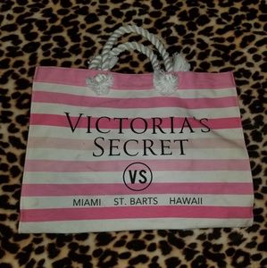 Vs pink stripped bag